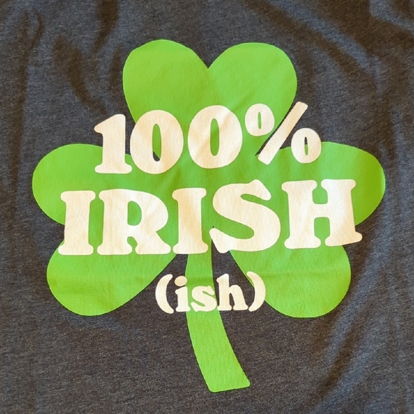 Well Worn Gray Short Sleeve Tee with Green Shamrock Graphic - Picture 3 of 3